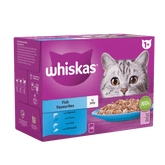 Whiskas Fish Favorites In Jelly Adult Wet Cat Food Pouches - Pack Of (12x85G)